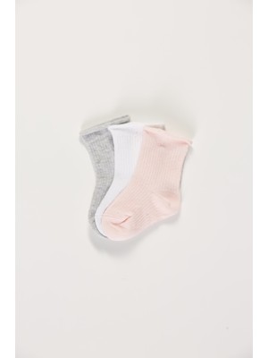 Baby Socks 3'lü Paket Bebek Renkli Pamuklu Lastiksiz Dikişsiz Soket Çorap