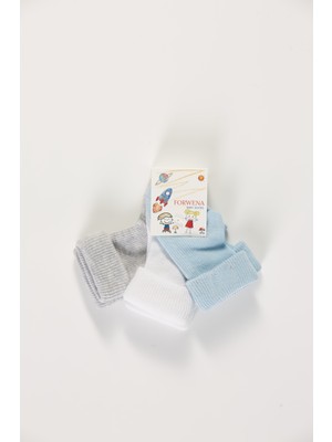 Forwena Baby Socks 3'lü Paket Bebek Renkli Pamuklu Dikişsiz Kıvırmalı Soket Çorap