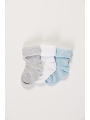 Forwena Baby Socks 3'lü Paket Bebek Renkli Pamuklu Dikişsiz Kıvırmalı Soket Çorap