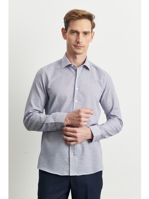 ALTINYILDIZ CLASSICS Erkek Beyaz Lacı Slim Fit Dar Kesim %100 Pamuk Klasik Yaka Armürlü Gömlek