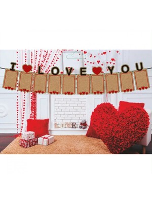 Hayaller Dükkanı I Love You Kraft Kağıt Foto Banner - 24 cm x 120 cm