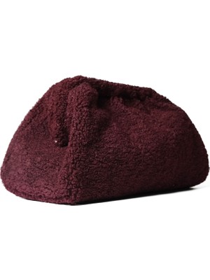Prestij Boncuk Nerry Atelier Secret  Bordo Teddy- Peluş Çanta Kadın El Çantası