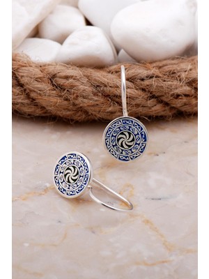 Sümer Telkari Mineli Elişi Gümüş Küpe 5918