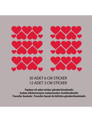 Tuğset Etiket Sevgililer Günü Cam Sticker Kalp Etiket/ Sticker -  Cam Vitrin Süsleme Etiket 42 Adet