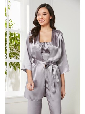 Pierre Cardin Kadife Saten 3'lü Pijama Takım - 2075 Royal