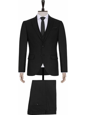 Süvari Normal Bel Slim Fit Siyah Erkek Takım Elbise TK1006900226