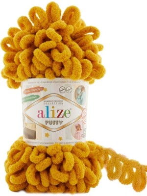 Alize Puffy Hardal Renk El Örgü İplikleri 100 gr Mikropolyester Özellikli Panduf Battaniye İpi