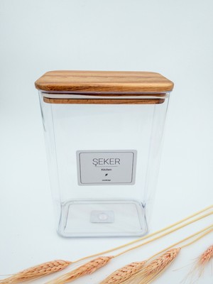 Zeze Desing Ahşap Kapaklı Dekoratif Şeker Kavanozu/Kutusu