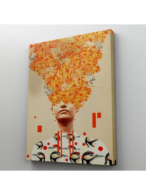 Dünyatablo Gerçeküstü Kadın Kanvas Duvar Sanatı, Portakal Çiçekleri Kanvas Tablo