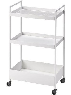 IKEA 3 Katlı Servis Arabası Beyaz Renk 50.5X30X83 cm Düzenleyici Raf Ünitesi Çelik