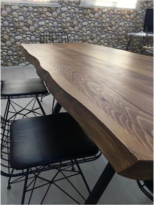 CND Home Ahşap Yemek Masası Sadece Masa Lüx Masa Kütük Masa Vakkoayak