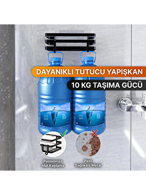 Bino Banyo Düzenleyici Şampuanlık Sabunluk 2'li Set Lamalı Yapışkanlı 4 Askılı Duş Rafı Organizer