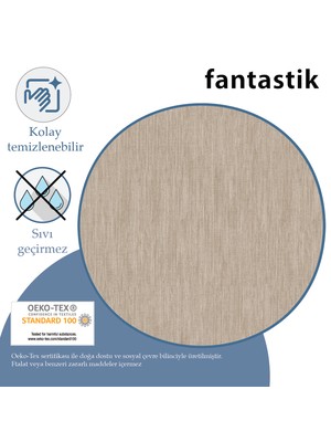 Fantastik Masa Örtüsü Elyaf Astarlı Muşamba 140X140CM Pvc Silinebilir Sıvı Geçirmez Leke Tutmaz Krem