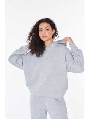 Bexy Üç Iplik Gri Kapüşonlu Sweatshirt - Shay | 160596-3