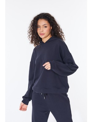 Bexy Üç Iplik Lacivert Kapüşonlu Sweatshirt - Shay | 160596-4