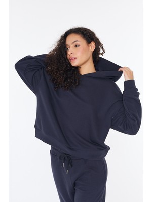 Bexy Üç Iplik Lacivert Kapüşonlu Sweatshirt - Shay | 160596-4