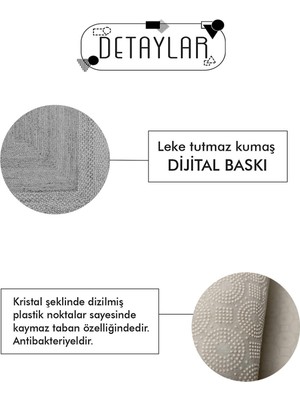 Decomia Home Dijital Kaymaz Yıkanabilir Gökkuşağı Pembe Gri Krem Çocuk Oyun Halısı Çocuk Oyun Matı Çocuk Halısı