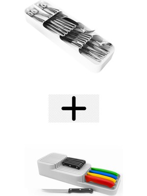 Devigo 2 Sıra Bıçaklık + 5 Bölmeli Çekmece Içi Kaşıklık 2' Li Düzenleyici Set