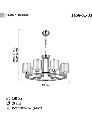 Lucea Voda 8 Li Krom Avize 8Xe27