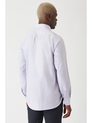 Bisse Erkek Regular Fit Uzun Kollu Desenli Gömlek LILA GM22Y221016_C44