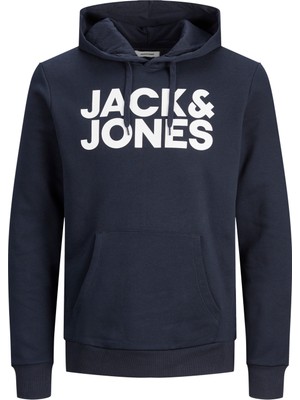 Jack & Jones Hood Corp Logo Erkek Lacivert Kapüşonlu Sweatshirt