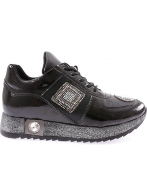 DGN M887 Kadin Bağcikli Kalin Taban Silver Taşli Sneakers Ayakkabi
