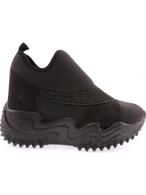 DGN K404 Kadin Mega Kalin Taban Silver Taşli  Sneakers Ayakkabi