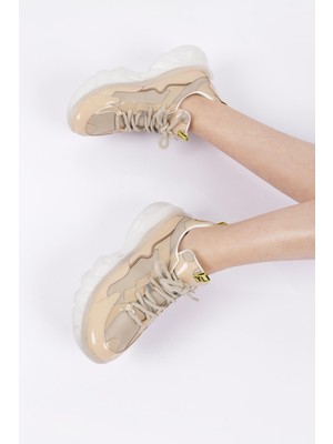 DGN ES737-22Y Kadın Bağcıklı Kalın Taban Sneakers Ayakkabı