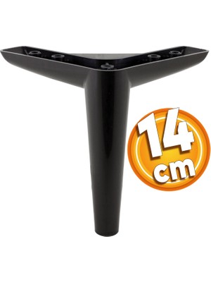 Badem10 Piko Lüks Mobilya Kanepe Sehpa Tv Ünitesi Koltuk Ayağı 14 cm Siyah Baza Ayak