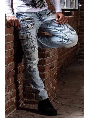 Cipo & Baxx CD798 Biker Buz Mavisi Kargo Pantolon