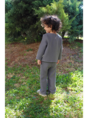 Çocuk Alt Üst Takım | 4 Katlı Organik Pamuk Müslin Pantolon ve Uzun Kollu Bluz Set