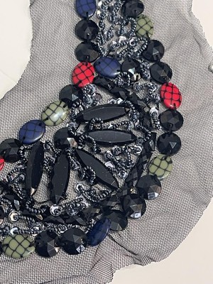 Gönülden Tasarım 32X24  cm Taşlı Boncuklu Tasarım Kıyafet Yaka Aksesuarı Aplik Dikiş