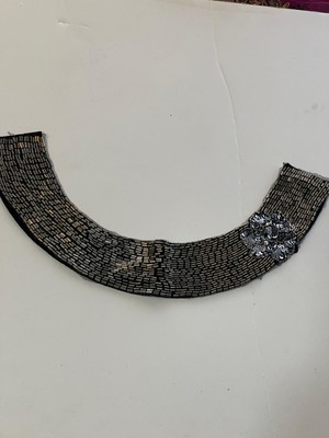 Gönülden Tasarım 36X6 cm Taşlı Boncuklu Tasarım Kıyafet Yaka Aksesuarı Aplik Dikiş