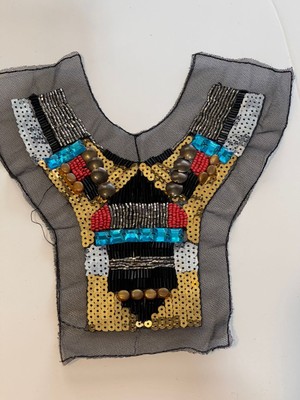 Gönülden Tasarım 18X17 cm Taşlı Boncuklu Tasarım Kıyafet Yaka Aksesuarı Aplik Dikiş