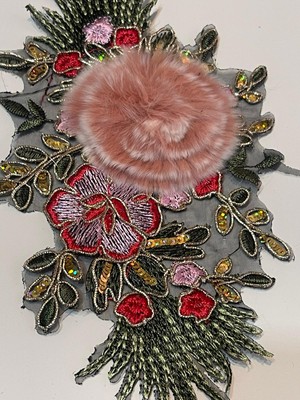 Gönülden Tasarım 22X12 cm Nakış Işleme Altın Sarısı Pullu Pon Ponlu Aplik