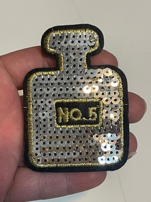 Gönülden Tasarım 8x5 cm Ütü Ile Yapışan Parfüm Şişesi Şeklinde Pul Payetli Aplik Arma Yama