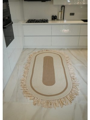 Evvemall Home & Living Jüt Hasır Ipliğinden Dokunan Salon Halısı,mutfak ve Koridor Halısı Royal Serisi Oval Jüt Kilim 617