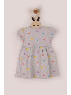 Barmy Kids Kız Çocuk Elbise Rengarenk Puanlı Fiyonklu - Gri (3-7 Yaş)
