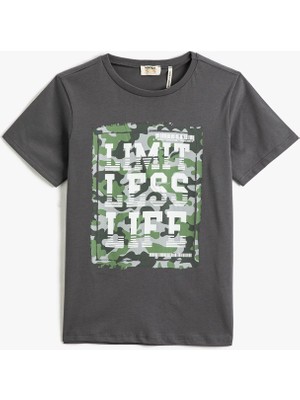 Koton Baskılı Antrasit Erkek Çocuk T-Shirt 3SKB10029TK