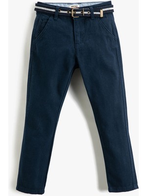 Koton Kumaş Okul Pantolonu Slim Fit Kemerli Cepli Beli Ayarlanabilir Lastikli Beli Ayarlanabilir Lastikli