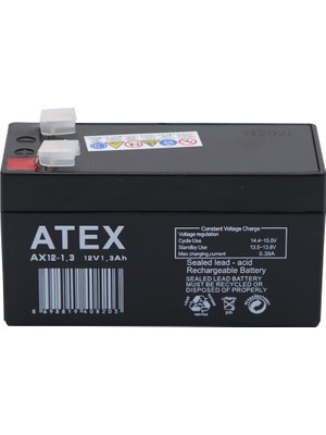 Atex AX12-1.3 12V Volt - 1.3AH Amper Bakımsız Kuru Akü