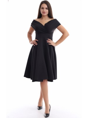 Rokka Moda Kayık Yaka Midi Elbise