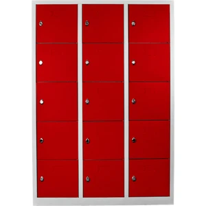 Ofis 15 Gözlü Öğretmen Öğrenci Dolabı Gri-Kırmızı