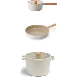 Fika Alüminyum Döküm Cam Kapaklı 5 Parça x Tencere & Tava Seti