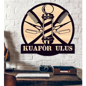 Kişiye Özel Kuaför Berber Temalı Ahşap Duvar Tablo
