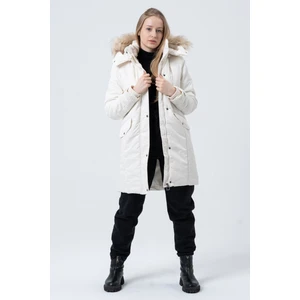 FEBIHA KADIN MONT Kadın Çıkabilir Kapüşonlu Kürk Astarlı Uzun Kaban