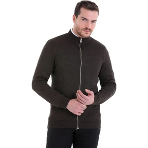 Kahverengi Regular Fit Düz Yarım Balıkçı Yaka Yün Triko Hırka