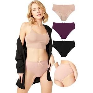 COTTONHILL Basic Klasik Pamuklu Geniş Kenarlı Bato Külot 3'lü Paket