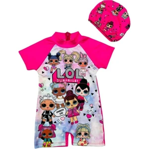 Lolli Boom Kids  Kız Çocuk Mini Prenses Lol Bebekler Tam Vücut Güneş Korumalı Şortlu Mayo Sırt Fermuar