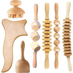 7pcs Ahşap Masaj Araçları Vücut Masaj Roller Gua Sha Alet Sıyırıcı (Yurt Dışından)